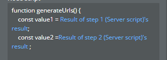 Step3のNode scriptに記載したコードで、value1とvalue2にそれぞれstep1とstep2のresult値をセット後の画像