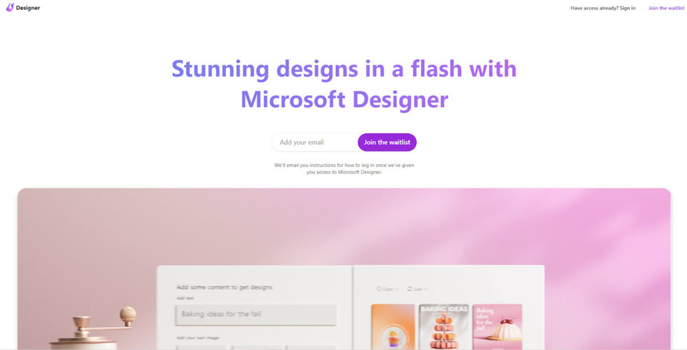 Microsoft Designerのホーム画面のスクリーンショット1