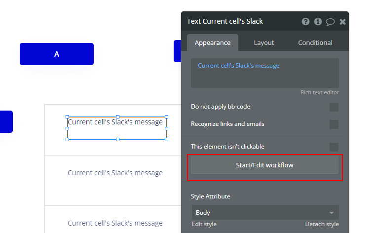 Repeating group内のTextエレメントを押下した時の処理