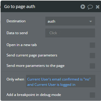 Destination to auth on setting