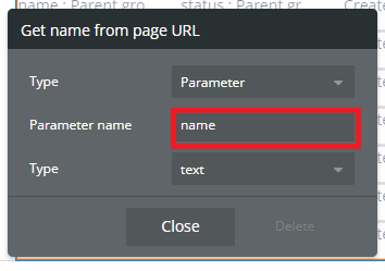 parameter nameをnameに設定