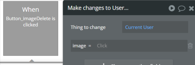 Workflow | 削除ボタンのMake changeの設定イメージ