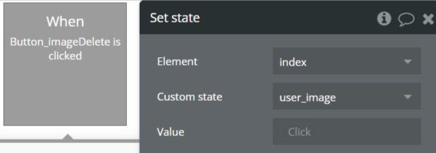 Workflow | 削除ボタンのSet stateの設定イメージ