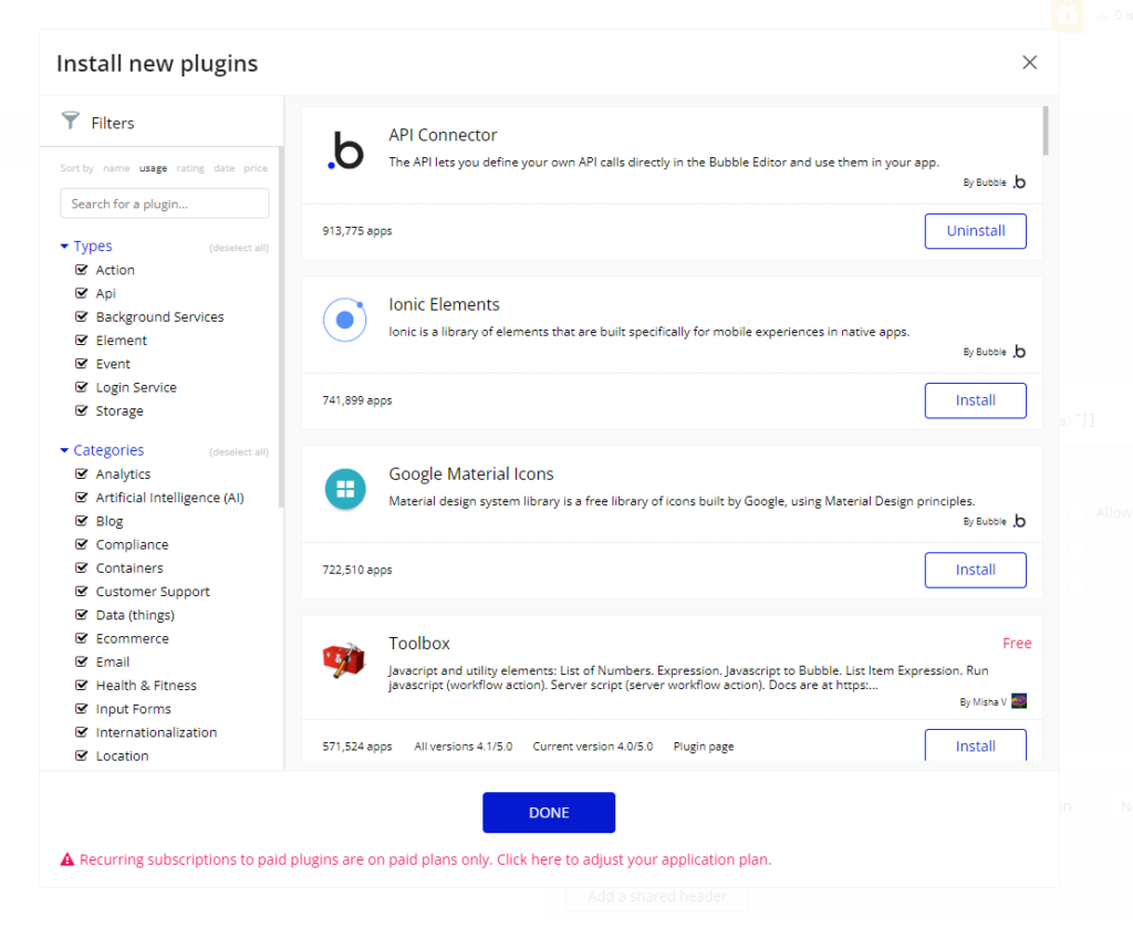 PluginメニューからAPI Connectorを選択する画面