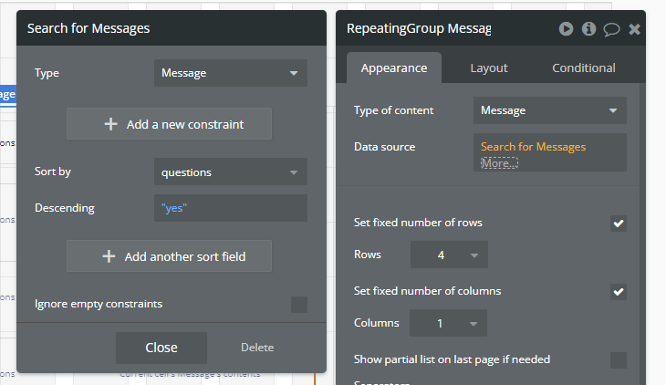  RepeatingGroup Messagesの設定