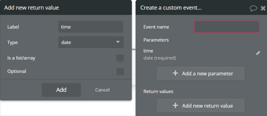 Custom eventのReturn valuesのイメージ