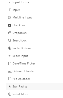 Input forms一覧にStar Ratingが追加される